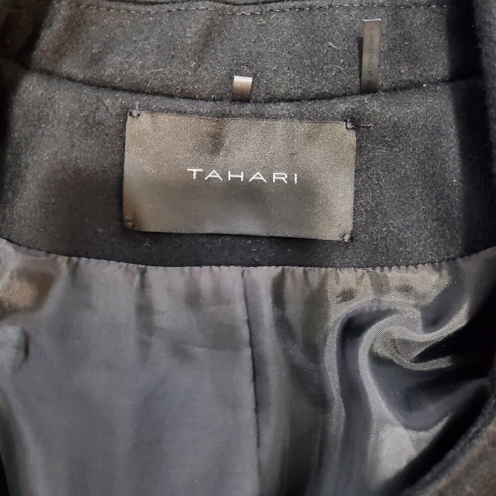 Tahari Military Peacoat A-Line Double-Breasted Black 60% Wool Blend Coat - 2/XS - Picture 11 of 12